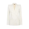 Shadow Stripe Wool Silk Double Breasted Peak Lapel Jacket Shadow Stripe Wool Silk Double Breasted Peak Lapel Jacket
