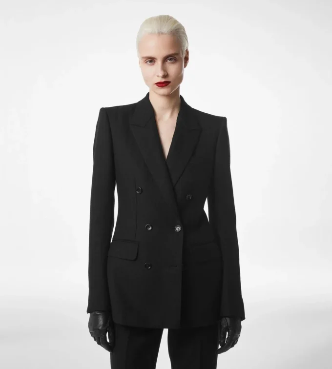 Sharp Herringbone Double Breasted Jacket Sharp Herringbone Double Breasted Jacket