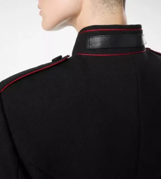 Sharp Wool Gabardine Officer Jacket with Piping