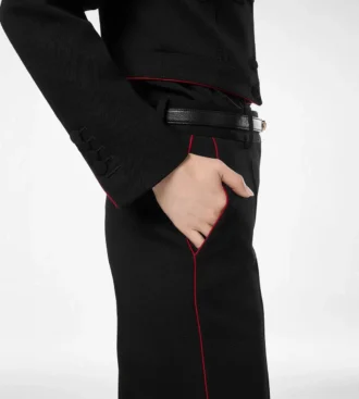 Sharp Wool Gabardine Officer Pants with Piping Sharp Wool Gabardine Officer Pants with Piping