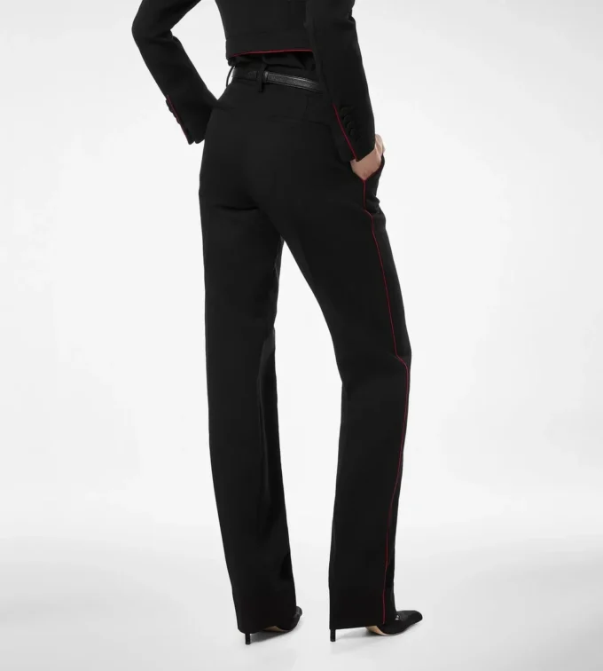 Sharp Wool Gabardine Officer Pants with Piping Sharp Wool Gabardine Officer Pants with Piping
