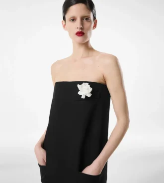 Sharp Wool Strapless Evening Dress
