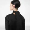 Shiny Crepe Mock Neck Cocktail Dress