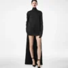 Shiny Crepe Mock Neck Cocktail Dress