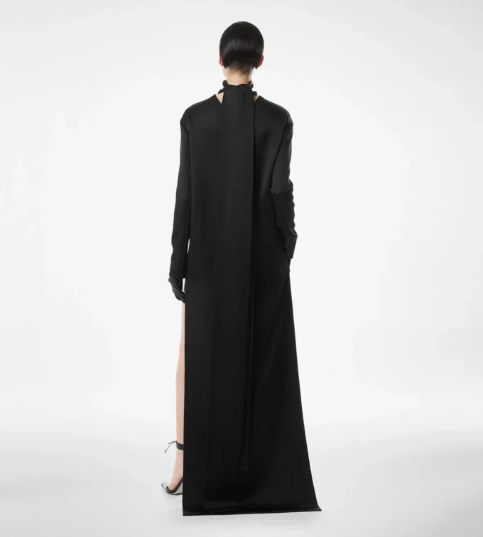 Shiny Crepe Mock Neck Cocktail Dress