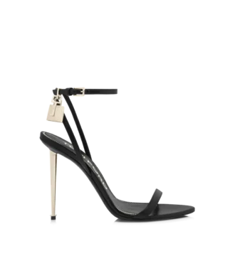 Shiny Leather Padlock Pointy Naked Sandal Shiny Leather Padlock Pointy Naked Sandal