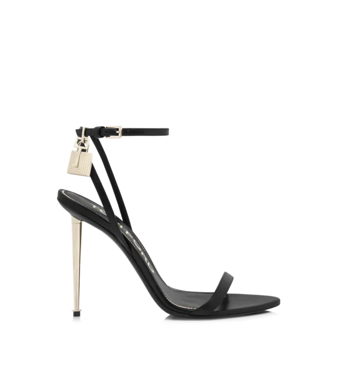 Shiny Leather Padlock Pointy Naked Sandal Shiny Leather Padlock Pointy Naked Sandal