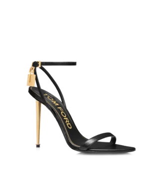 Shiny Leather Padlock Pointy Naked Sandal Shiny Leather Padlock Pointy Naked Sandal