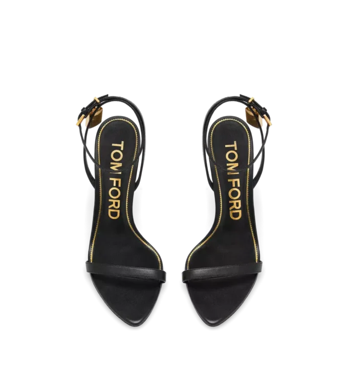 Shiny Leather Padlock Pointy Naked Sandal Shiny Leather Padlock Pointy Naked Sandal