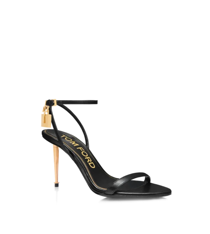 Shiny Leather Padlock Pointy Naked Sandal 85Mm Shiny Leather Padlock Pointy Naked Sandal 85Mm