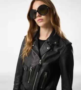 Shiny Plonge Leather Biker Jacket Shiny Plonge Leather Biker Jacket