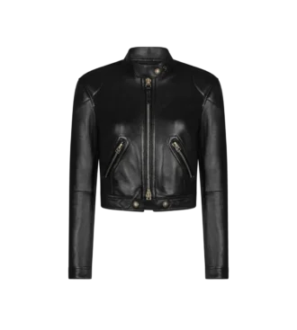 Shiny Plonge Leather Zip Racer Jacket Shiny Plonge Leather Zip Racer Jacket