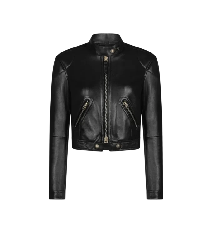Shiny Plonge Leather Zip Racer Jacket Shiny Plonge Leather Zip Racer Jacket