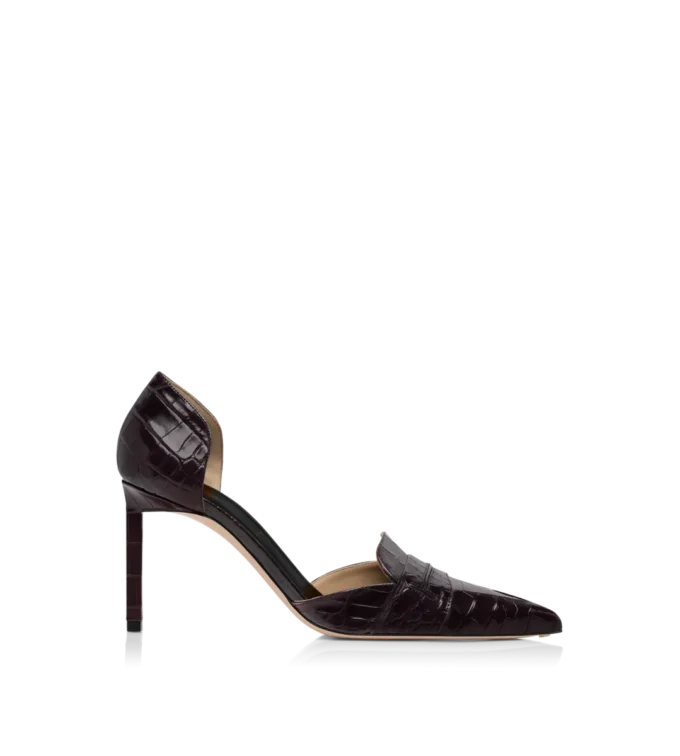 Shiny Stamped Crocodile Leather Eva D’Orsay Pump Shiny Stamped Crocodile Leather Eva D’Orsay Pump