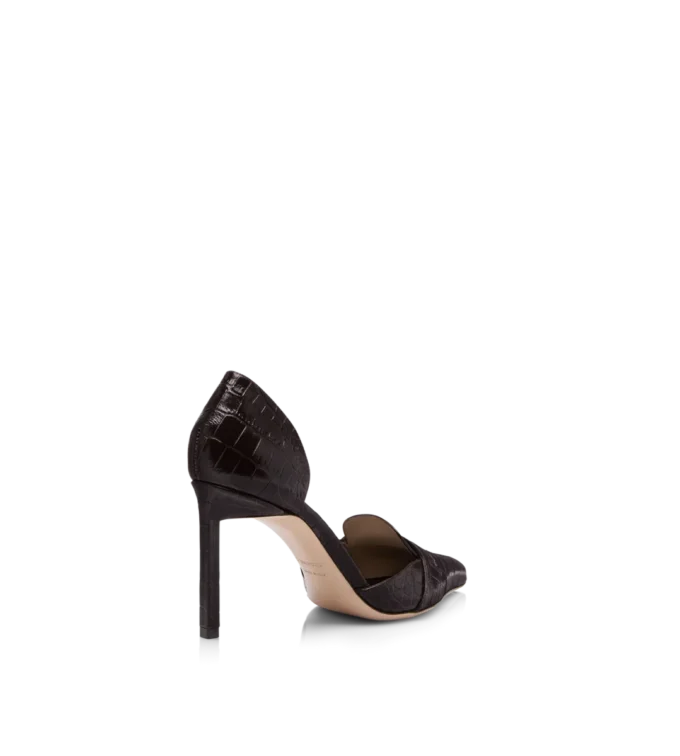Shiny Stamped Crocodile Leather Eva D’Orsay Pump Shiny Stamped Crocodile Leather Eva D’Orsay Pump