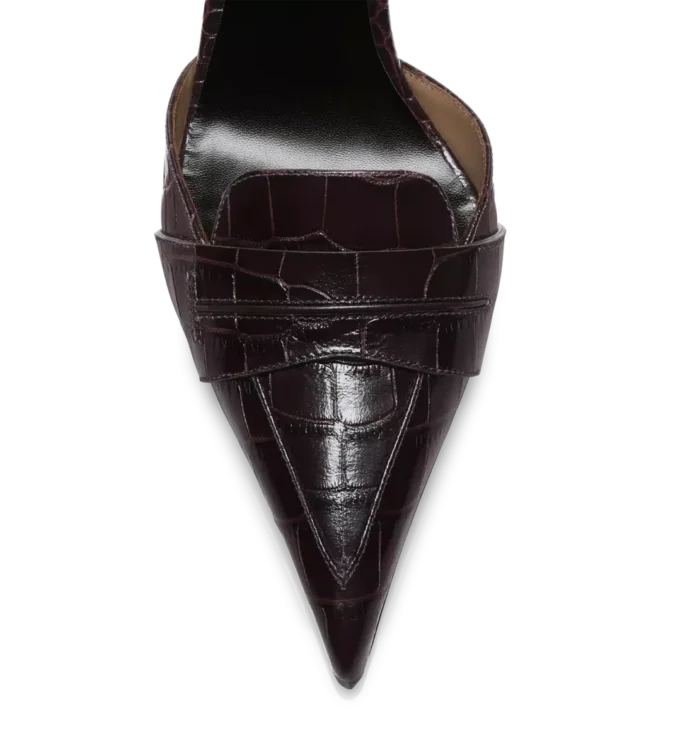 Shiny Stamped Crocodile Leather Eva D’Orsay Pump Shiny Stamped Crocodile Leather Eva D’Orsay Pump