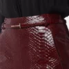 Shiny Stamped Crocodile Leather Slim T Belt