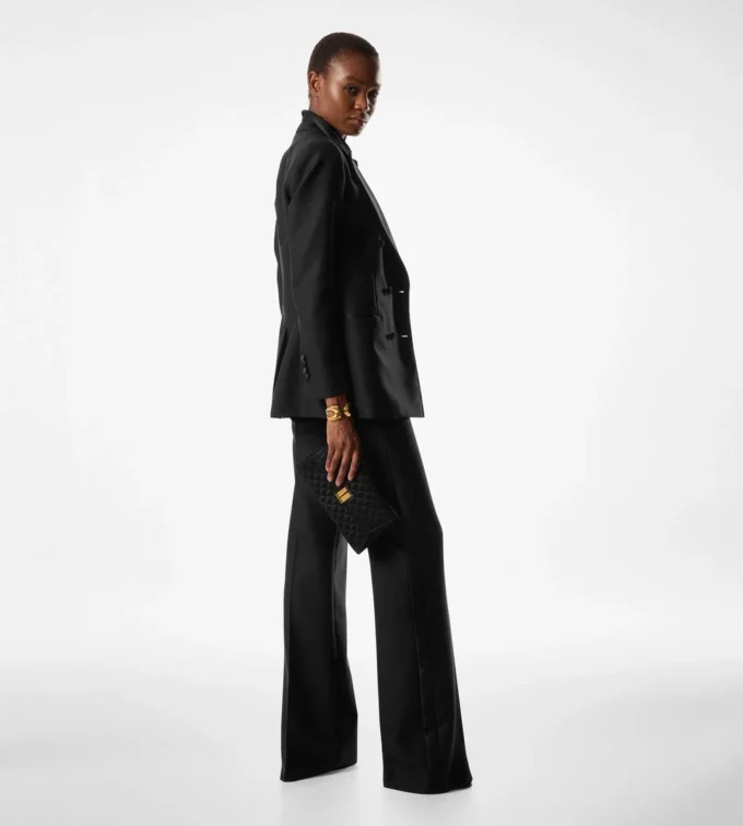 Silk Blend Twill Tuxedo Tailored Boot Cut Pants Silk Blend Twill Tuxedo Tailored Boot Cut Pants
