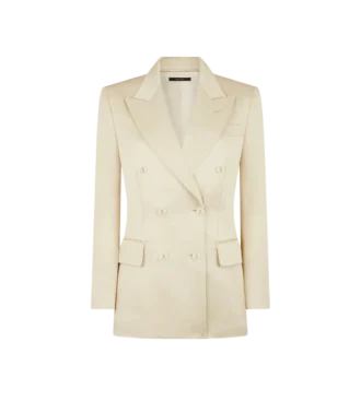 Silk and Wool Twill “Wallis” Double Breasted Jacket Silk and Wool Twill “Wallis” Double Breasted Jacket