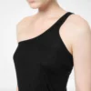 Silk Blend Rib Jersey One Shoulder Top