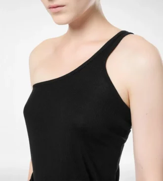 Silk Blend Rib Jersey One Shoulder Top Silk Blend Rib Jersey One Shoulder Top