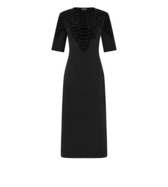 Silk Chenille Embossed Python Crewneck Dress Silk Chenille Embossed Python Crewneck Dress