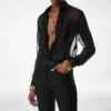 Silk Chiffon Shirt with Plastron