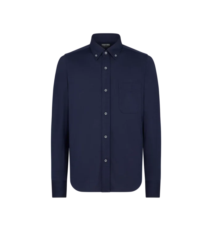Silk Cotton Blend Button Down Shirt