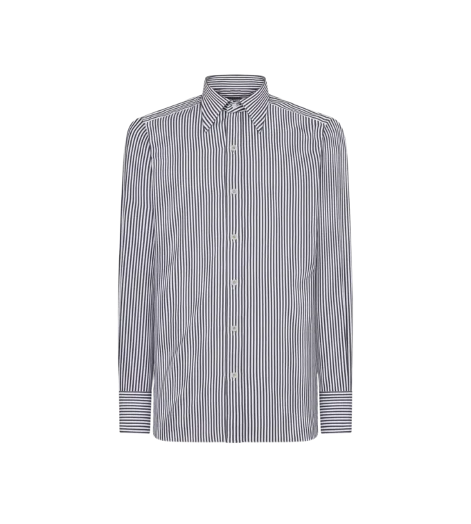 Silk Cotton Stripe Slim Fit Shirt