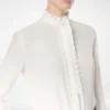 Silk Crepe De Chine Shirt with Plisse Details Silk Crepe De Chine Shirt with Plisse Details