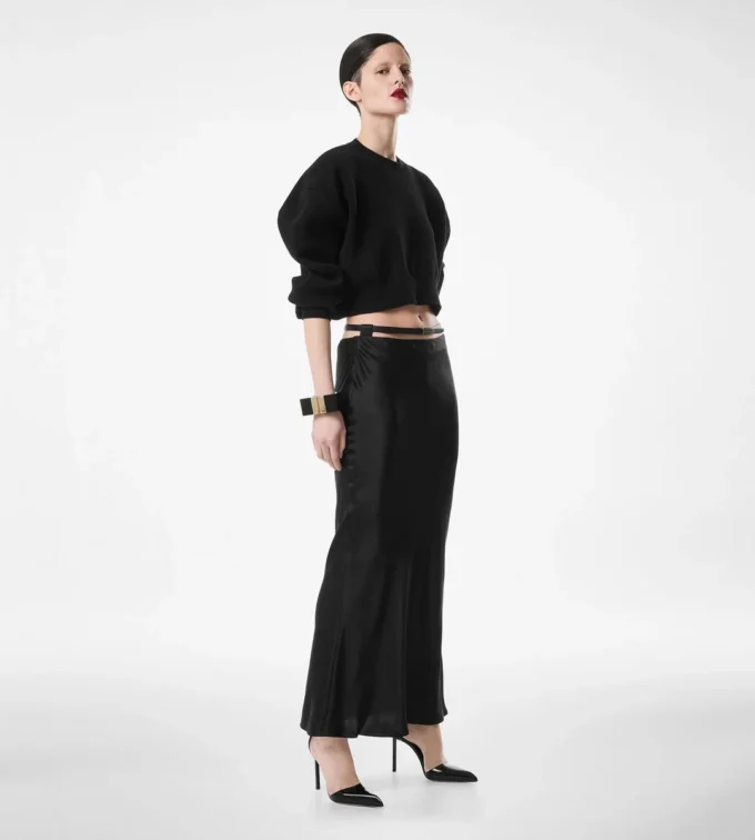 Silk Satin Ankle Length Bias Skirt Silk Satin Ankle Length Bias Skirt