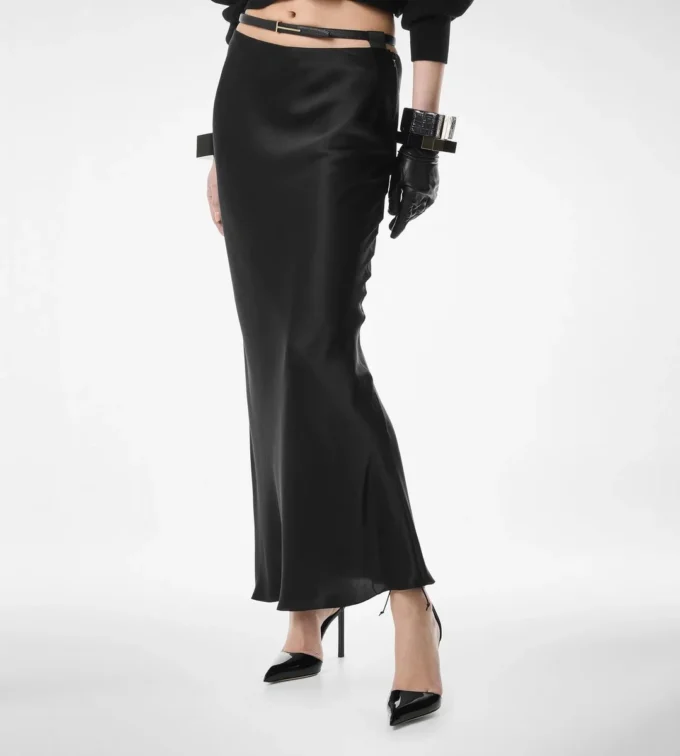 Silk Satin Ankle Length Bias Skirt Silk Satin Ankle Length Bias Skirt