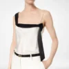 Silk Satin Camisole Top with Tuxedo Band