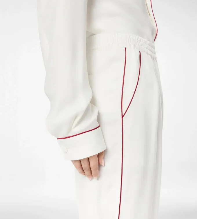 Silk Twill Pj Pants with Piping Silk Twill Pj Pants with Piping