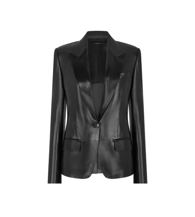 Silky Guanteria Leather Single Breasted Jacket Silky Guanteria Leather Single Breasted Jacket