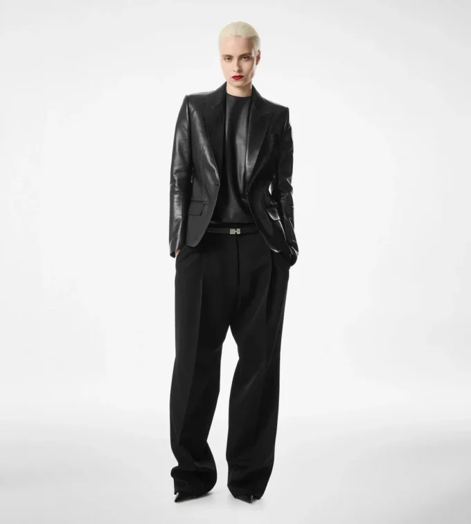 Silky Guanteria Leather Single Breasted Jacket Silky Guanteria Leather Single Breasted Jacket