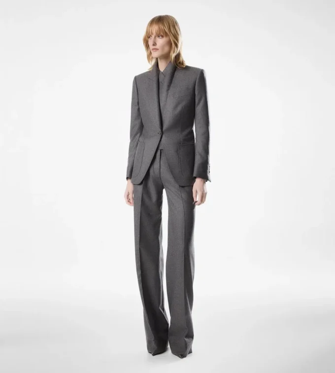 Single Breasted Peak Lapel Cashmere Jacket