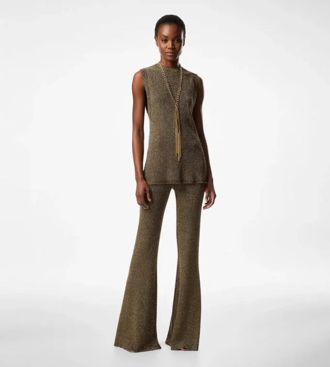 Sleeveless Crewneck Knit with Side Slits