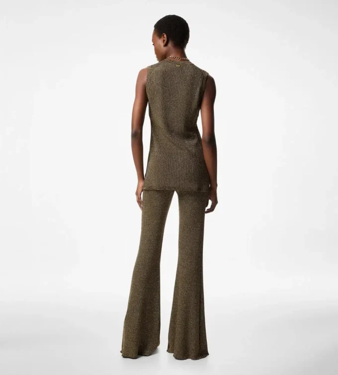 Sleeveless Crewneck Knit with Side Slits