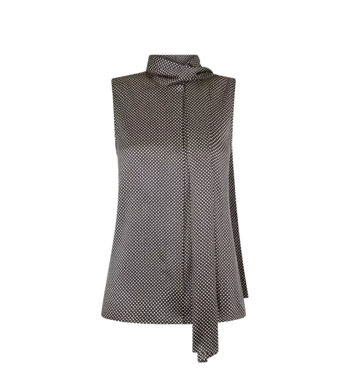 Sleeveless Lavalliere Silk Blouse Sleeveless Lavalliere Silk Blouse