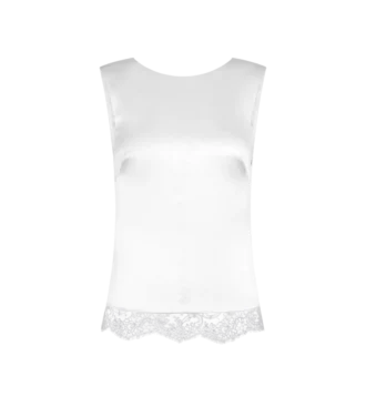 Sleeveless Silk Top with V-Back and Lace Inserts Sleeveless Silk Top with V-Back and Lace Inserts