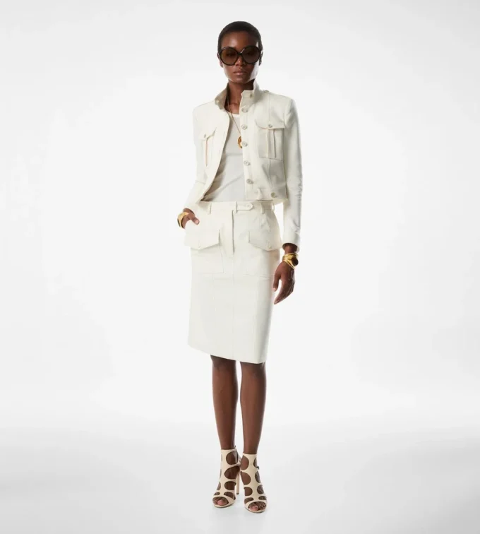 Stand Collar Cropped Safari Jacket Stand Collar Cropped Safari Jacket