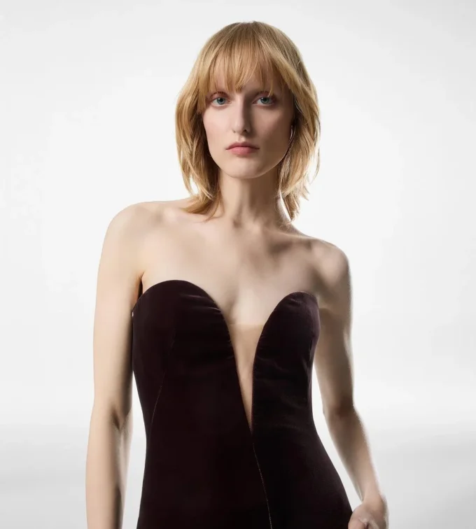 Strapless Velvet Cocktail Dress
