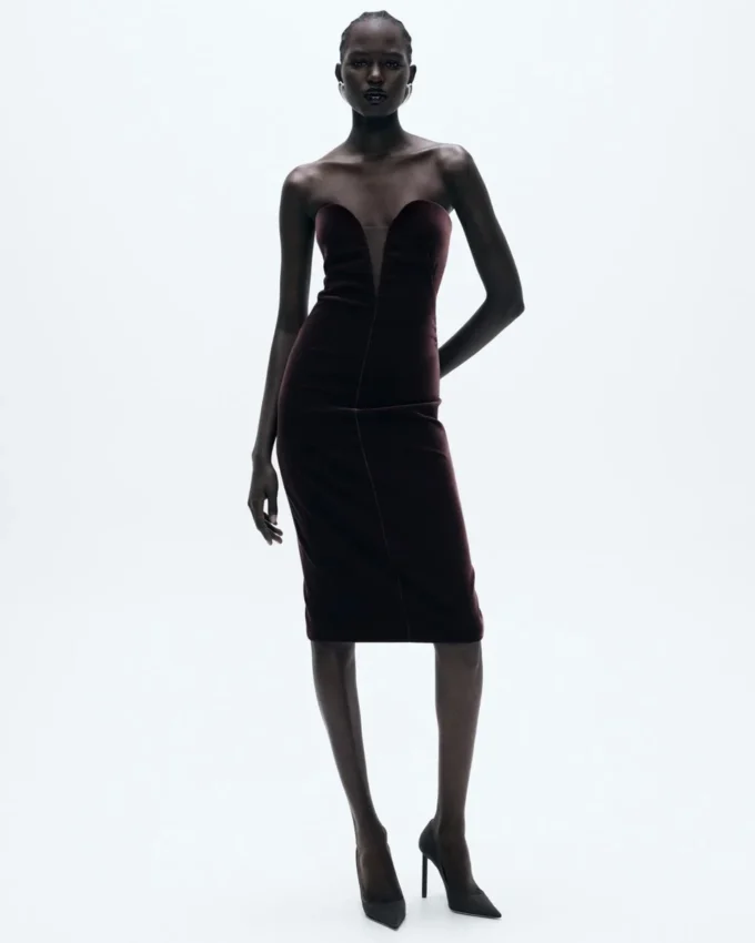 Strapless Velvet Cocktail Dress