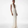 Stretch Sable’ Jersey Deep V-Neck Evening Dress