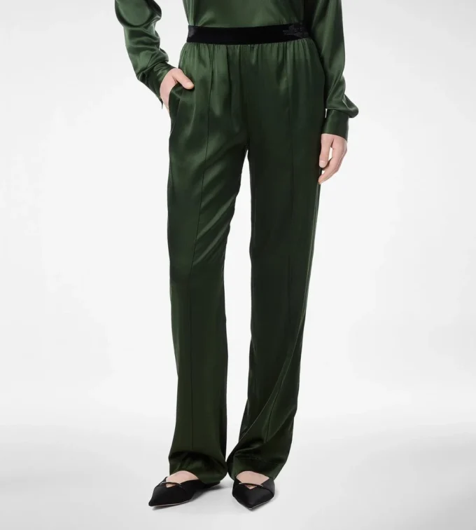 Stretch Silk Satin Pj Pants