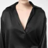 Stretch Silk Satin Polo with Tonal Tf Embroidered Logo