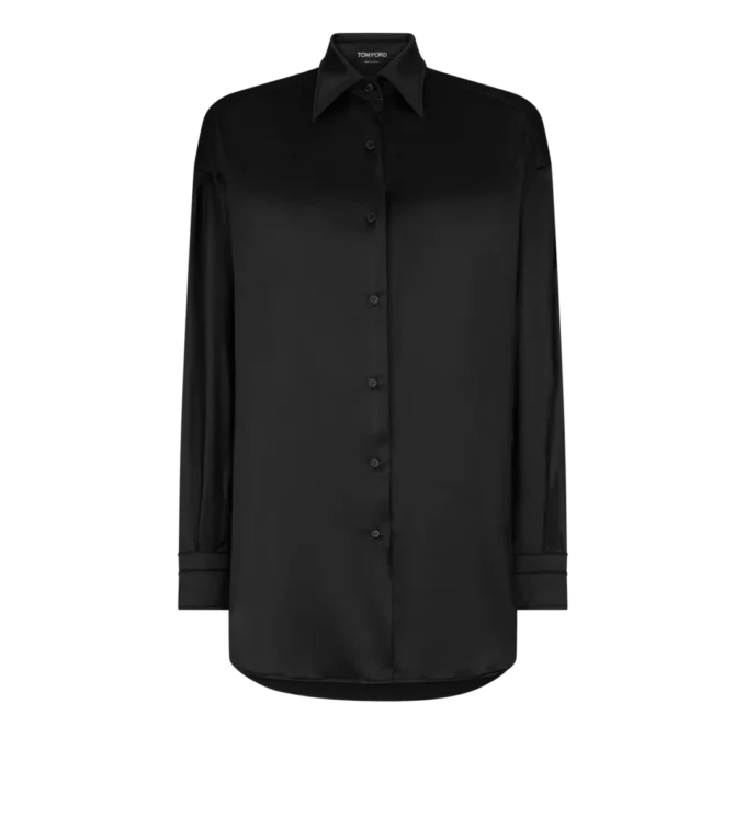 Stretch Silk Satin Relaxed Fit Shirt Stretch Silk Satin Relaxed Fit Shirt