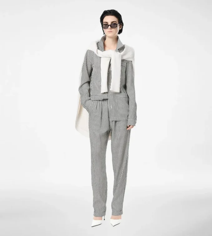 Striped Silk Pj Pants with Piping Striped Silk Pj Pants with Piping