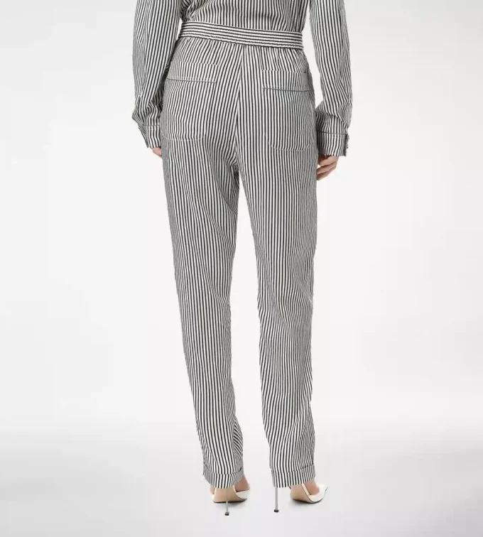 Striped Silk Pj Pants with Piping Striped Silk Pj Pants with Piping
